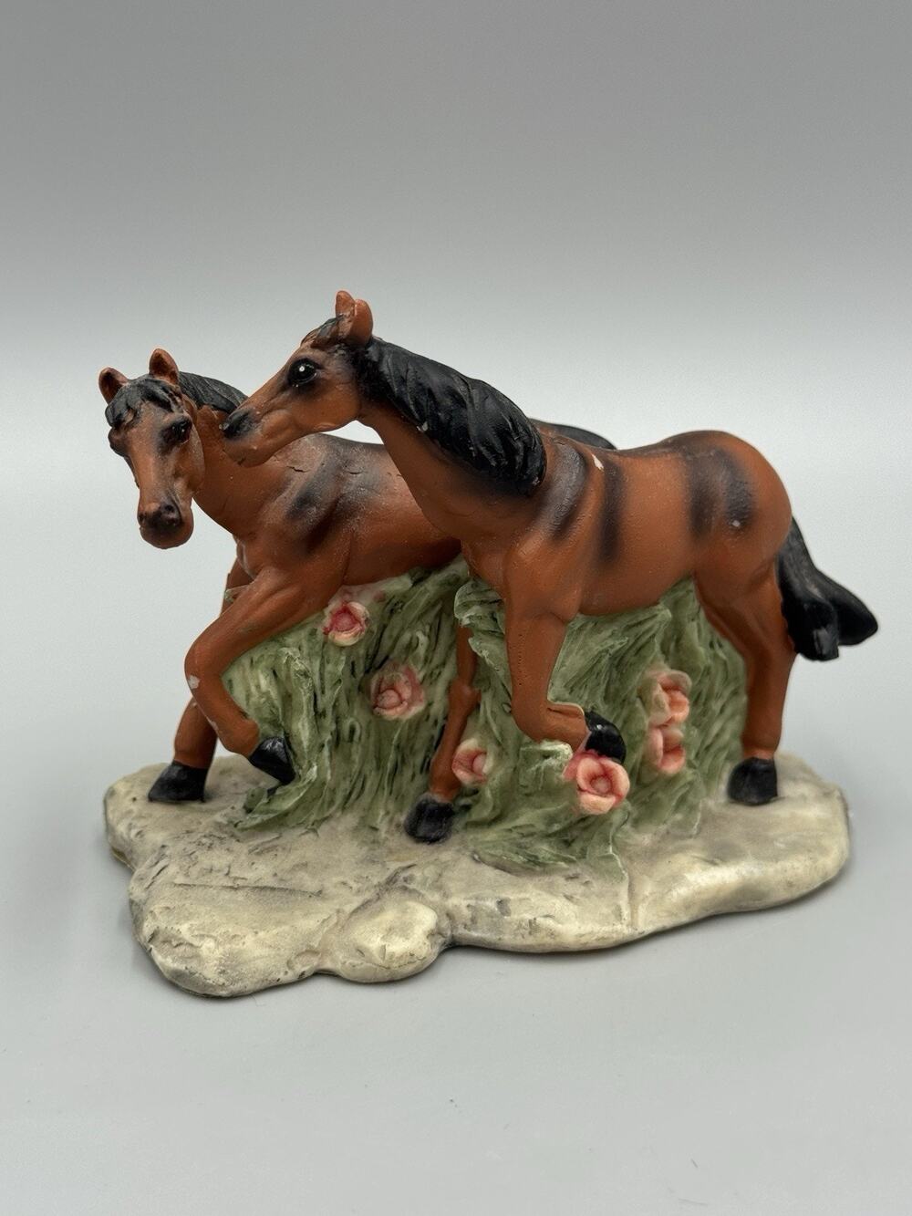 Vintage K's Collection Horse Set In Flowers Walking Figure 4” Long READ DETAILS